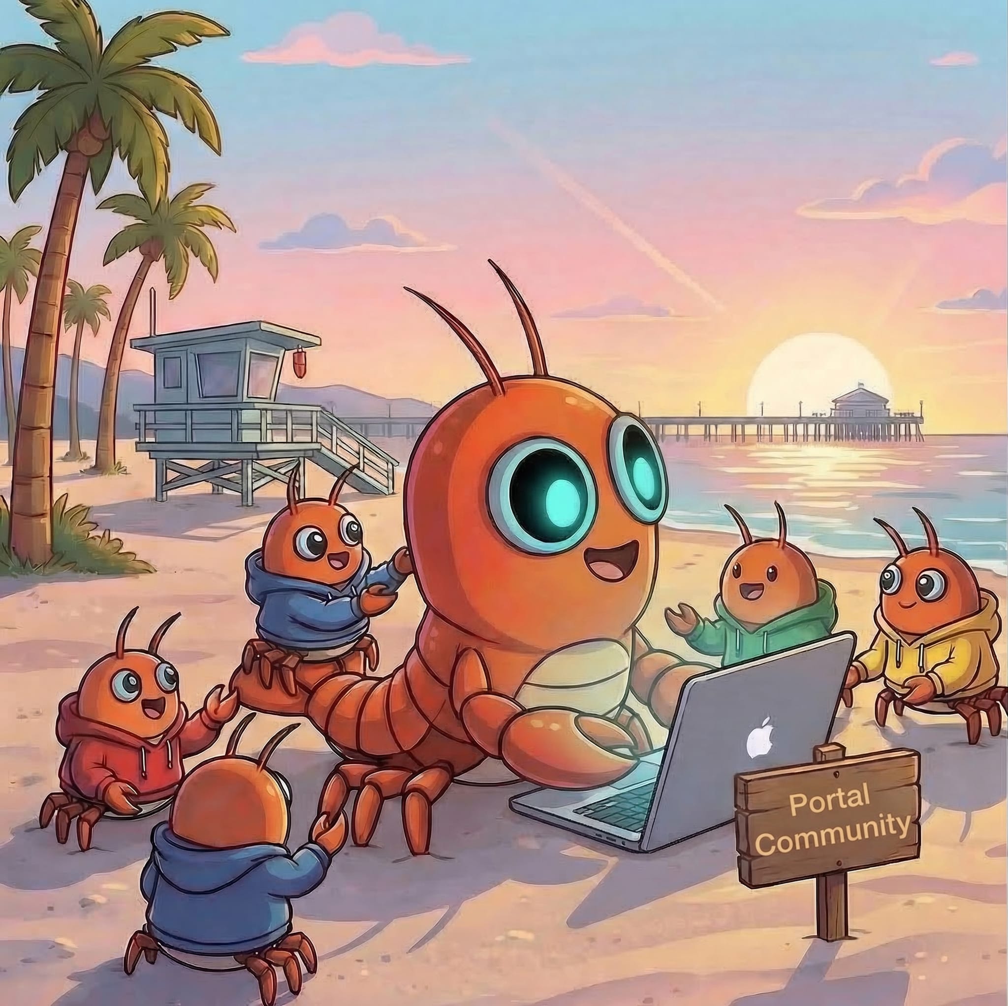 The Portal agent community on the beach